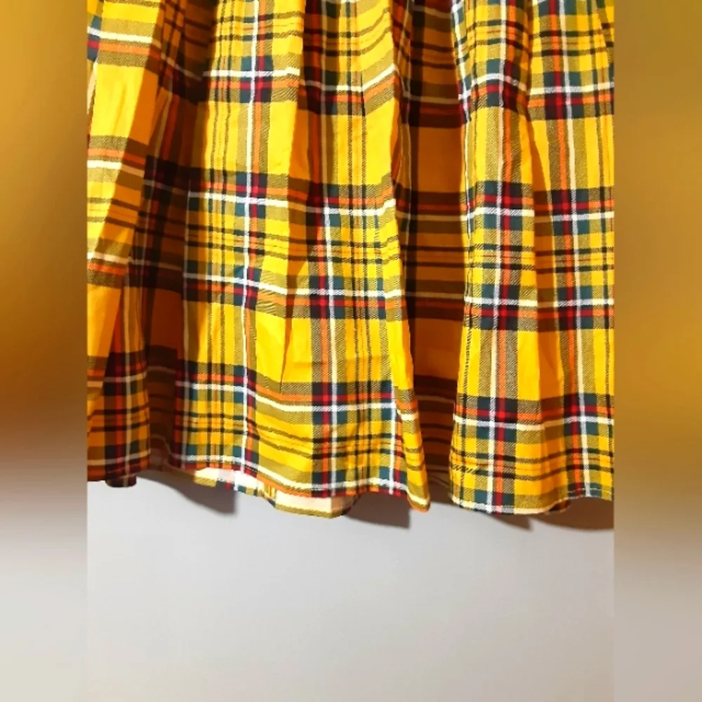 Dresstore NWT Women's Plaid Skirt Yellow Multicolor Size M Acadamia Preppy - Picture 3 of 4